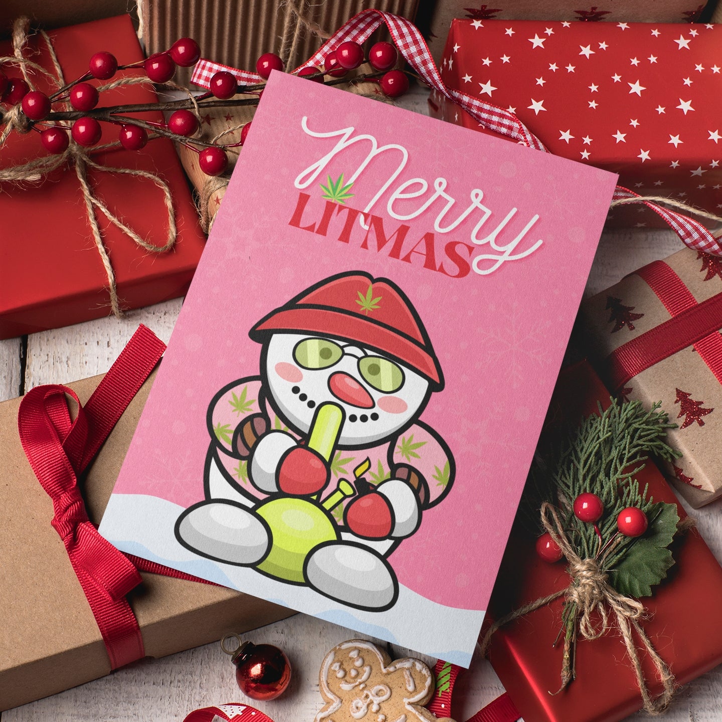 Stoner Snowman Christmas Card