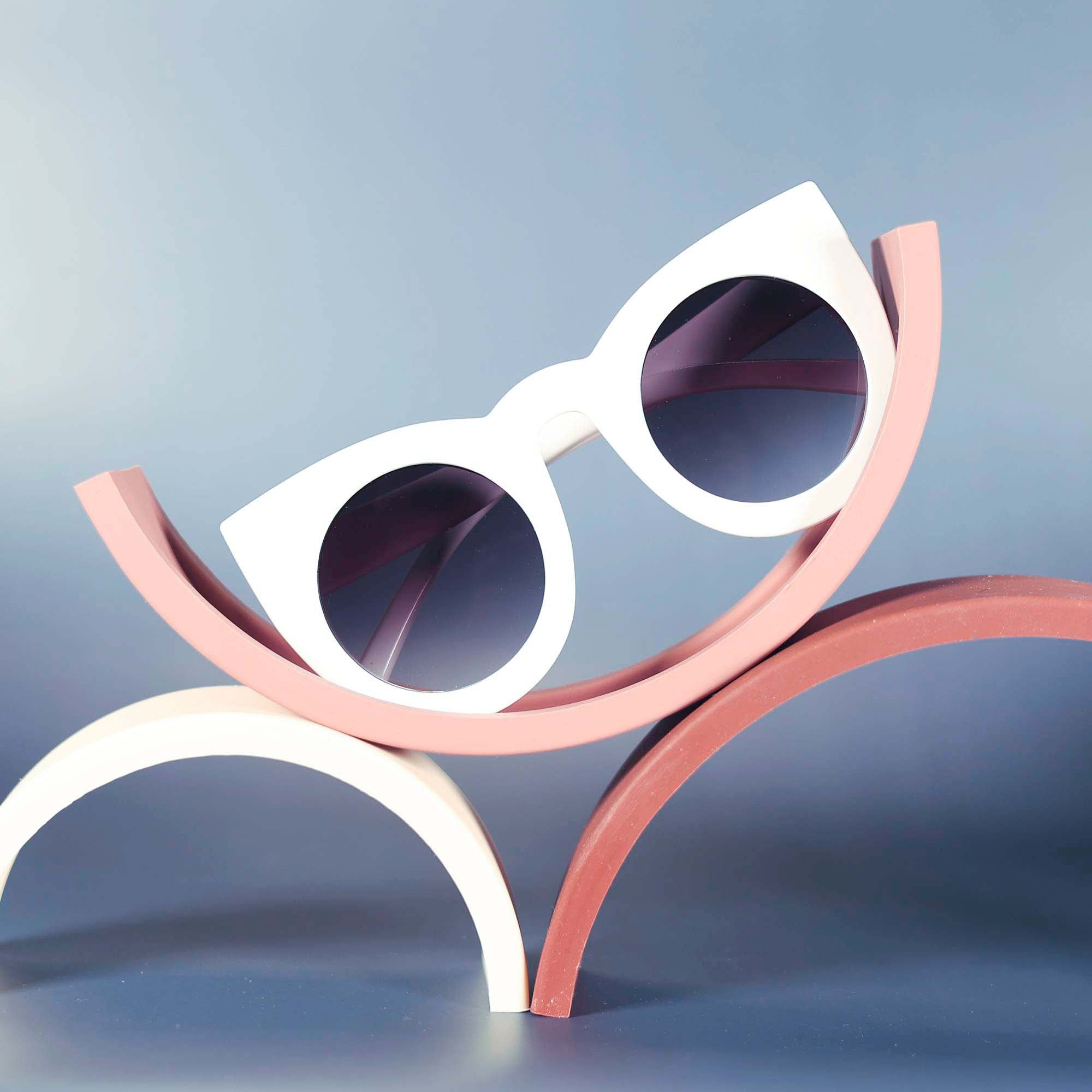 White Cat-Eye Frame Sunglasses
