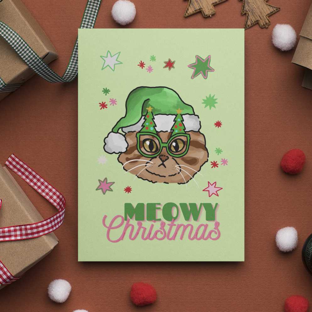 Cat Christmas Tree Holiday Card