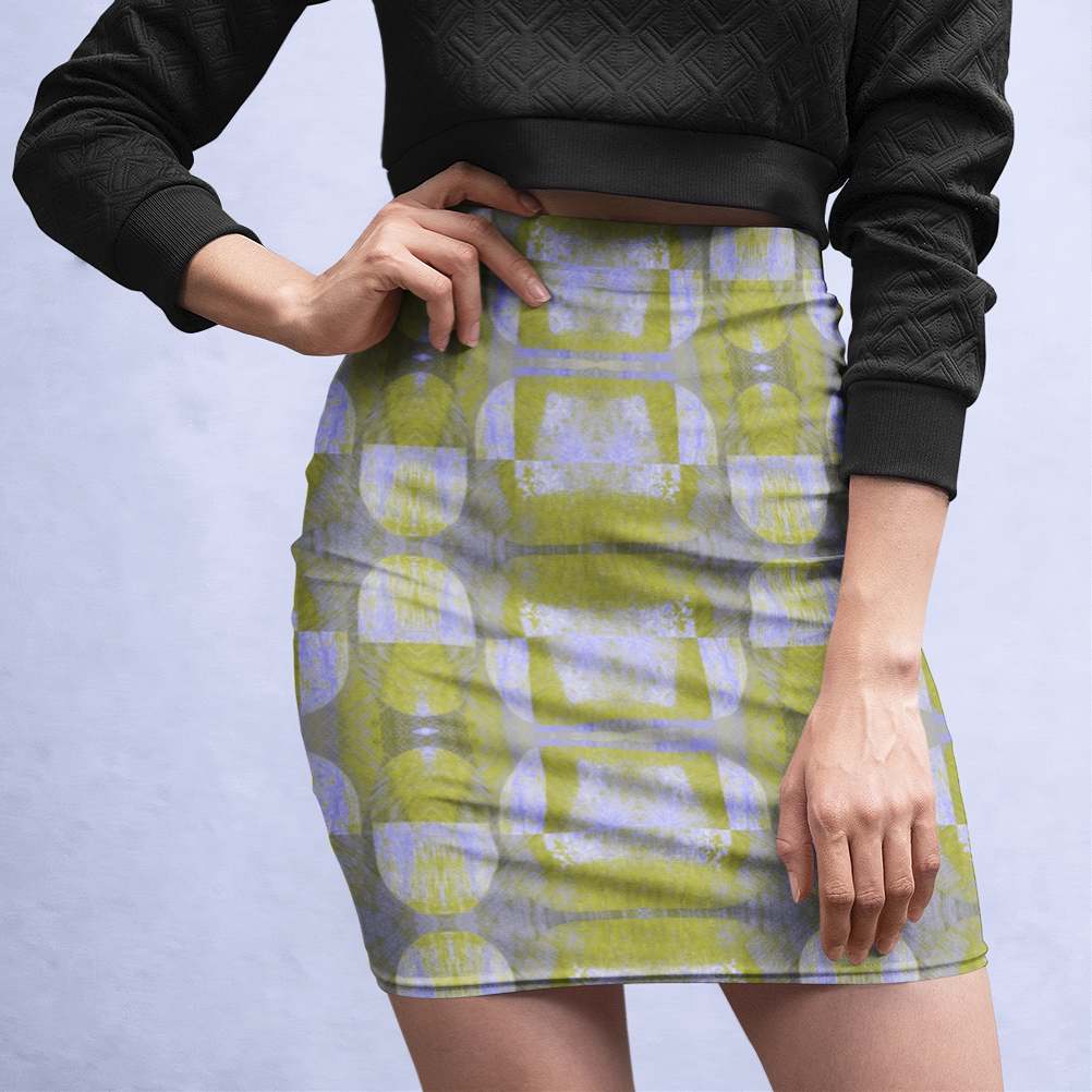 Mirrored Moss Print Mini Skirt