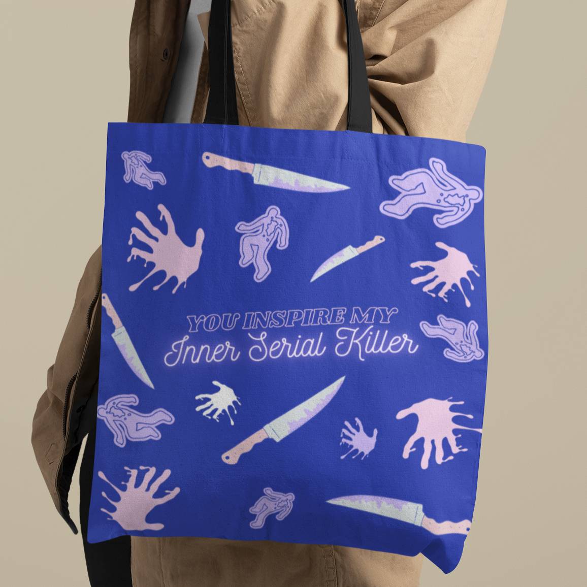 Serial Killer Canvas Unisex Blue Tote Bag