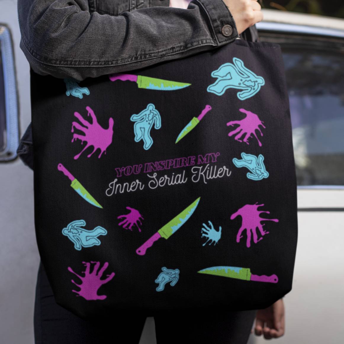 Serial Killer Canvas Unisex  Neon Tote Bag