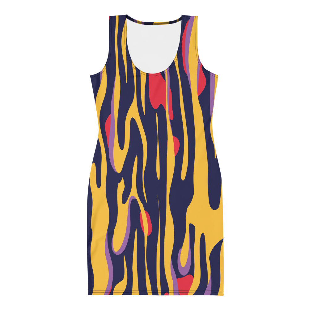 Lava Print BodyCon Dress in Navy