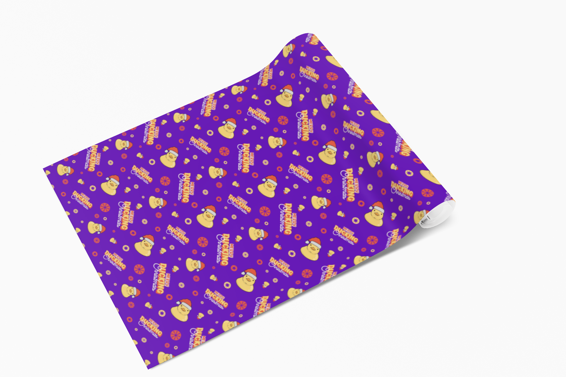 Purple Merry Ducking Christmas Wrapping Paper
