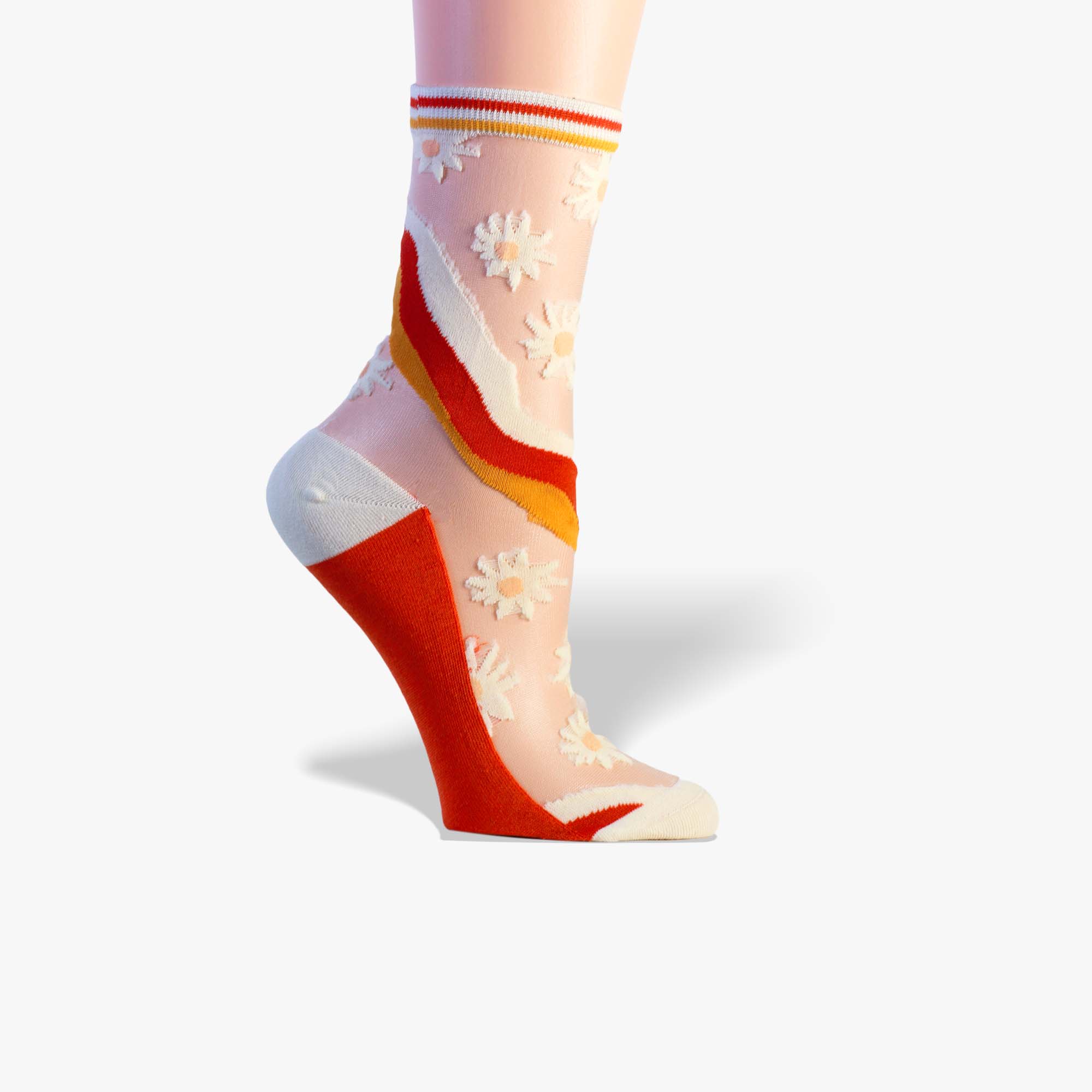 Orange Daisy Retro Socks
