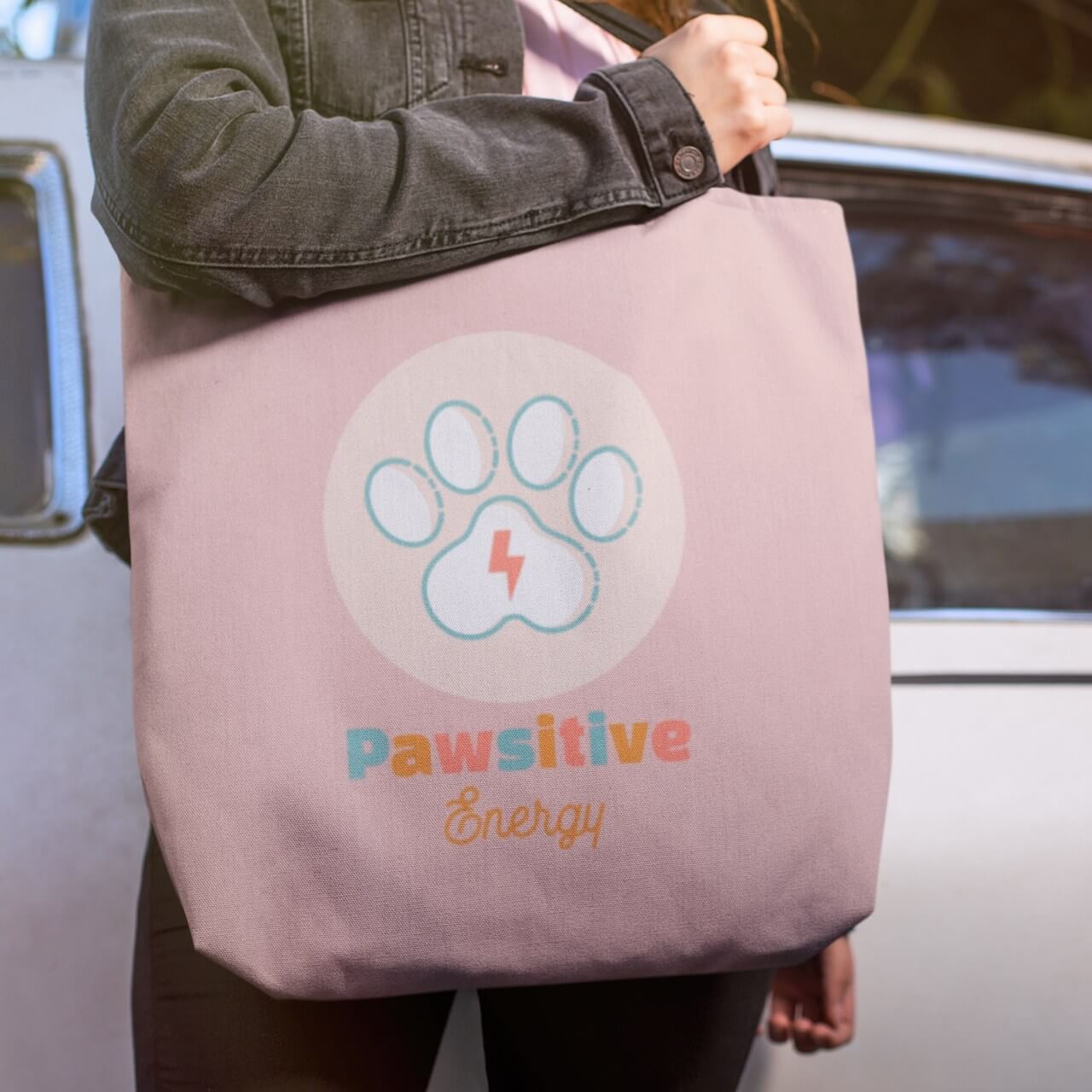 Pawsitive Energy Shoulder Tote Bag For Animal Lovers
