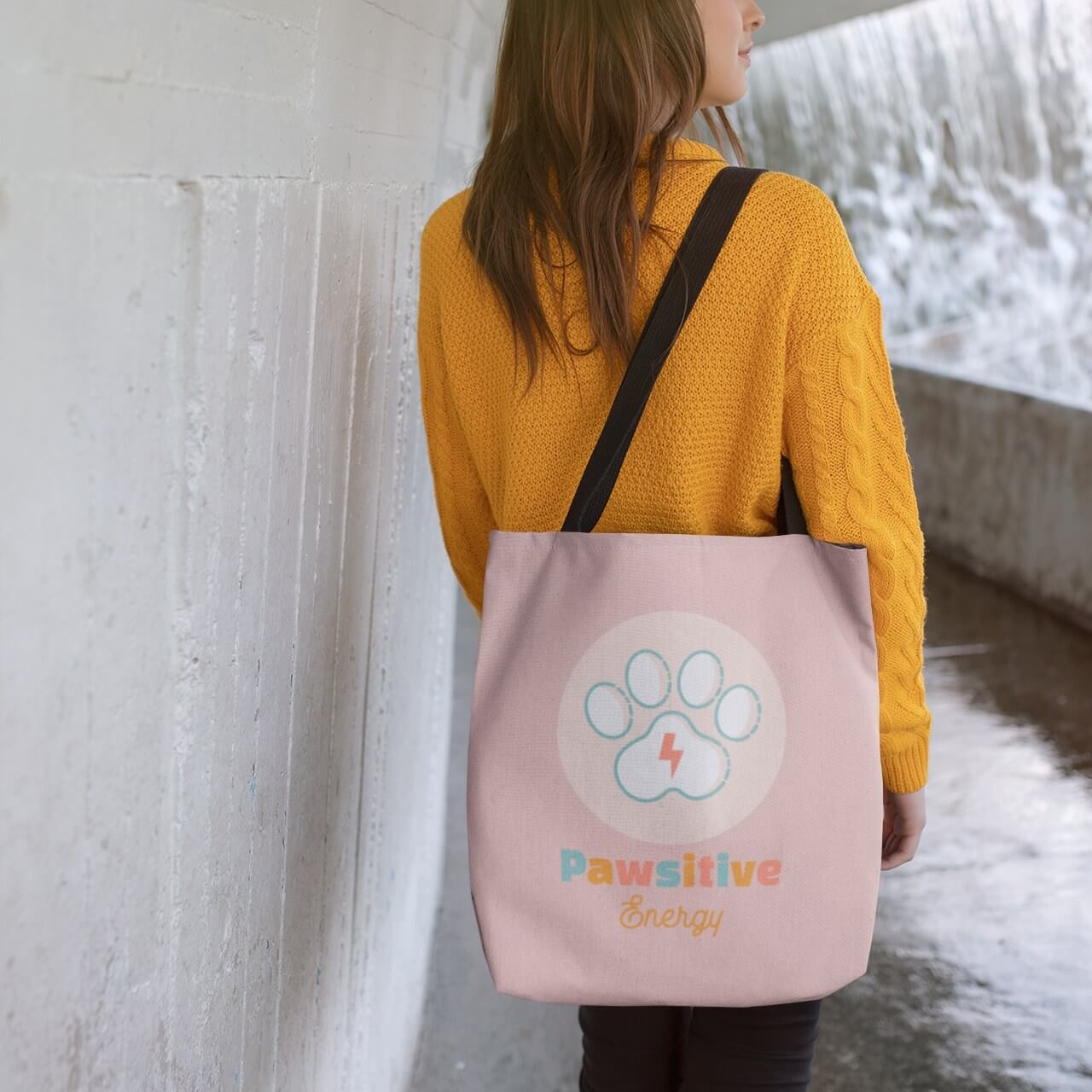 Pawsitive Energy Shoulder Tote Bag For Animal Lovers