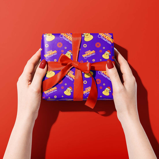 Purple Merry Ducking Christmas Wrapping Paper