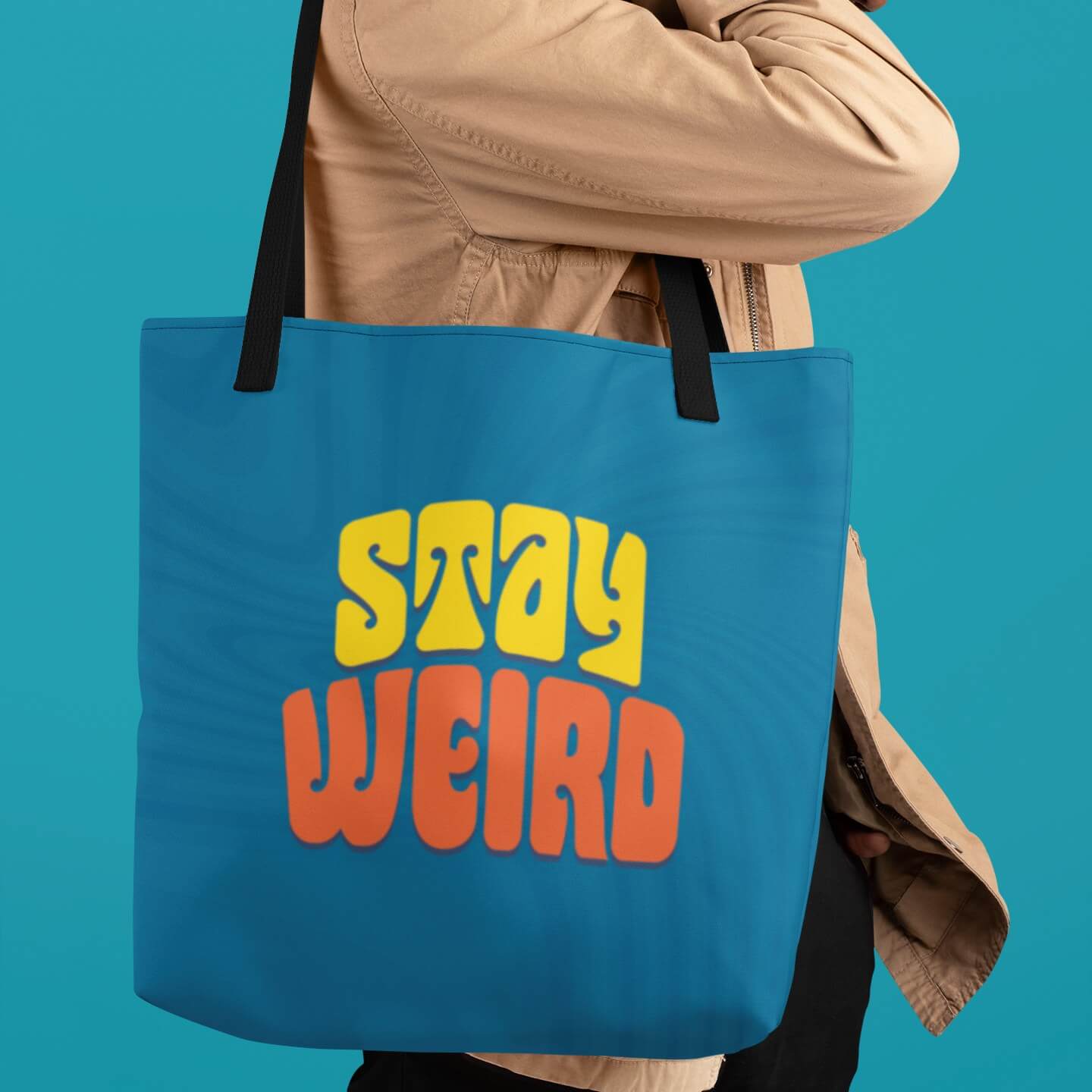 Stay Weird  Blue Tote Bag