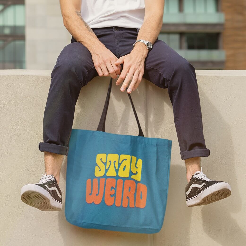 Stay Weird  Blue Tote Bag
