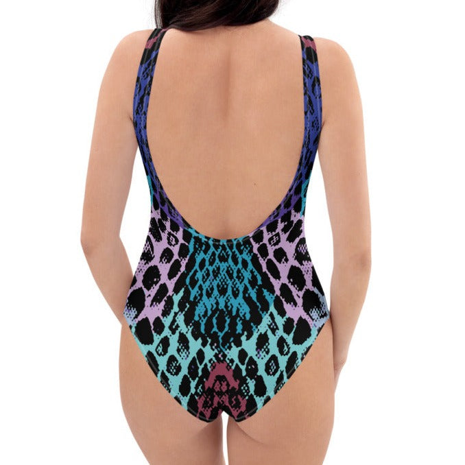Snakeskin One-Piece Swimsuit in Blueberry