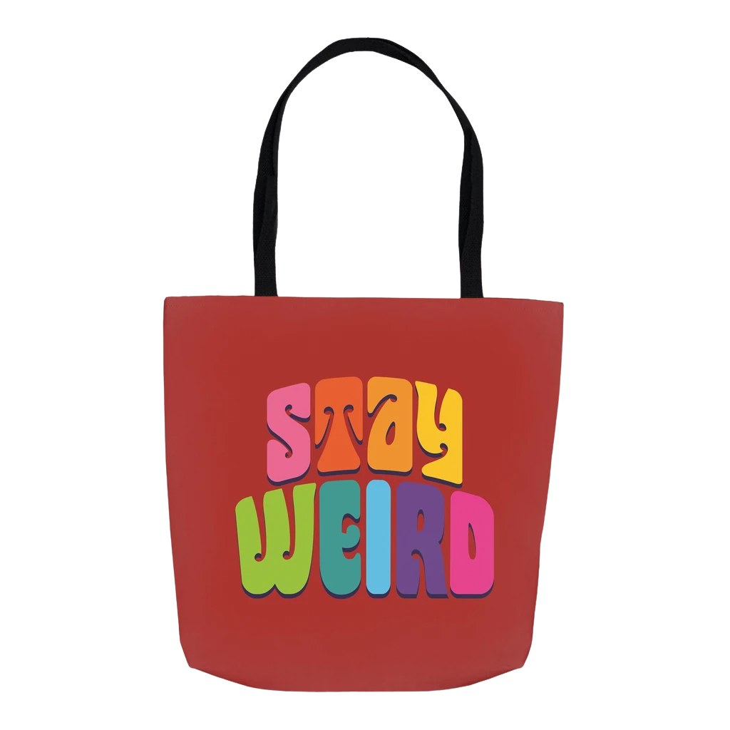 Stay Weird Jumbo Red Tote Bag