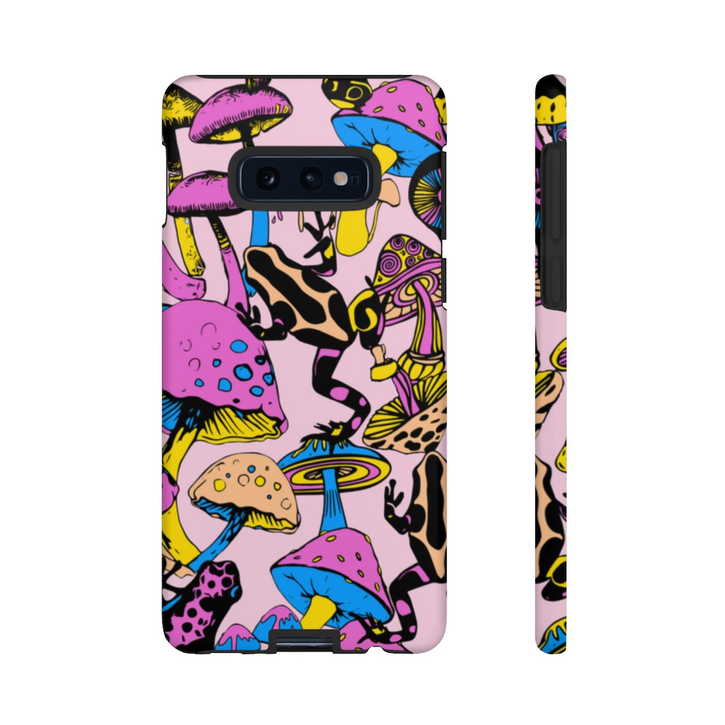 Magic Mushrooms and Frogs Phone Case in Pastel
