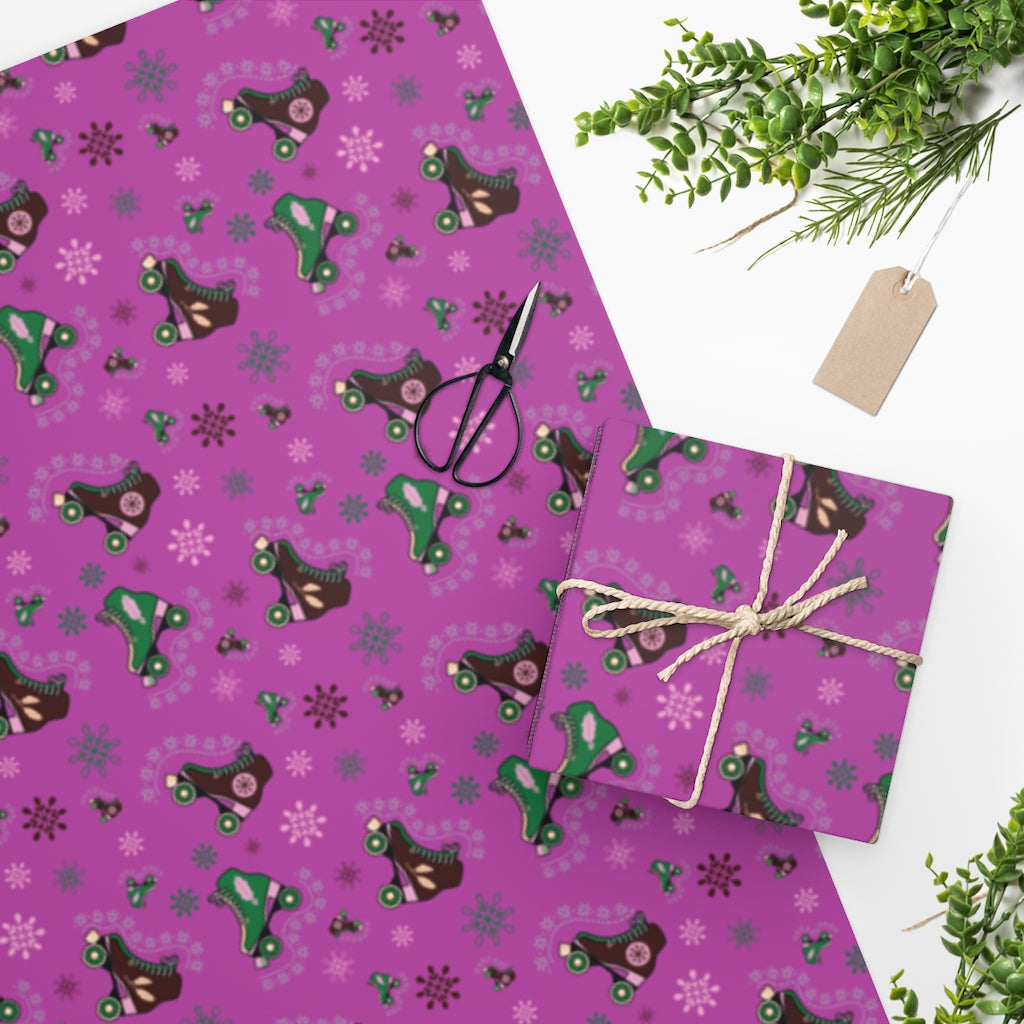 Purple Roller skate Christmas Wrapping Paper