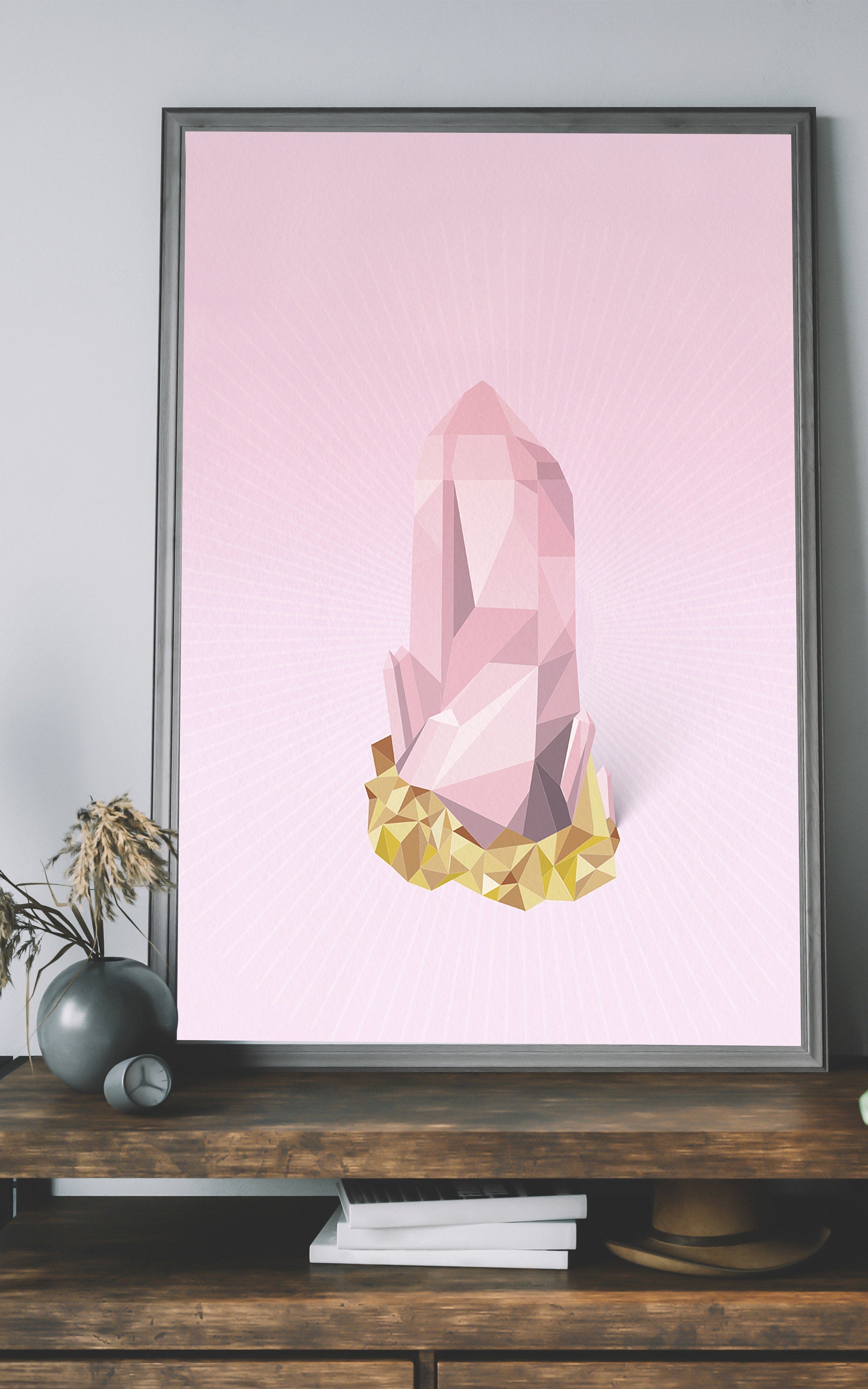 Rose Quartz Crystal Original Art Print
