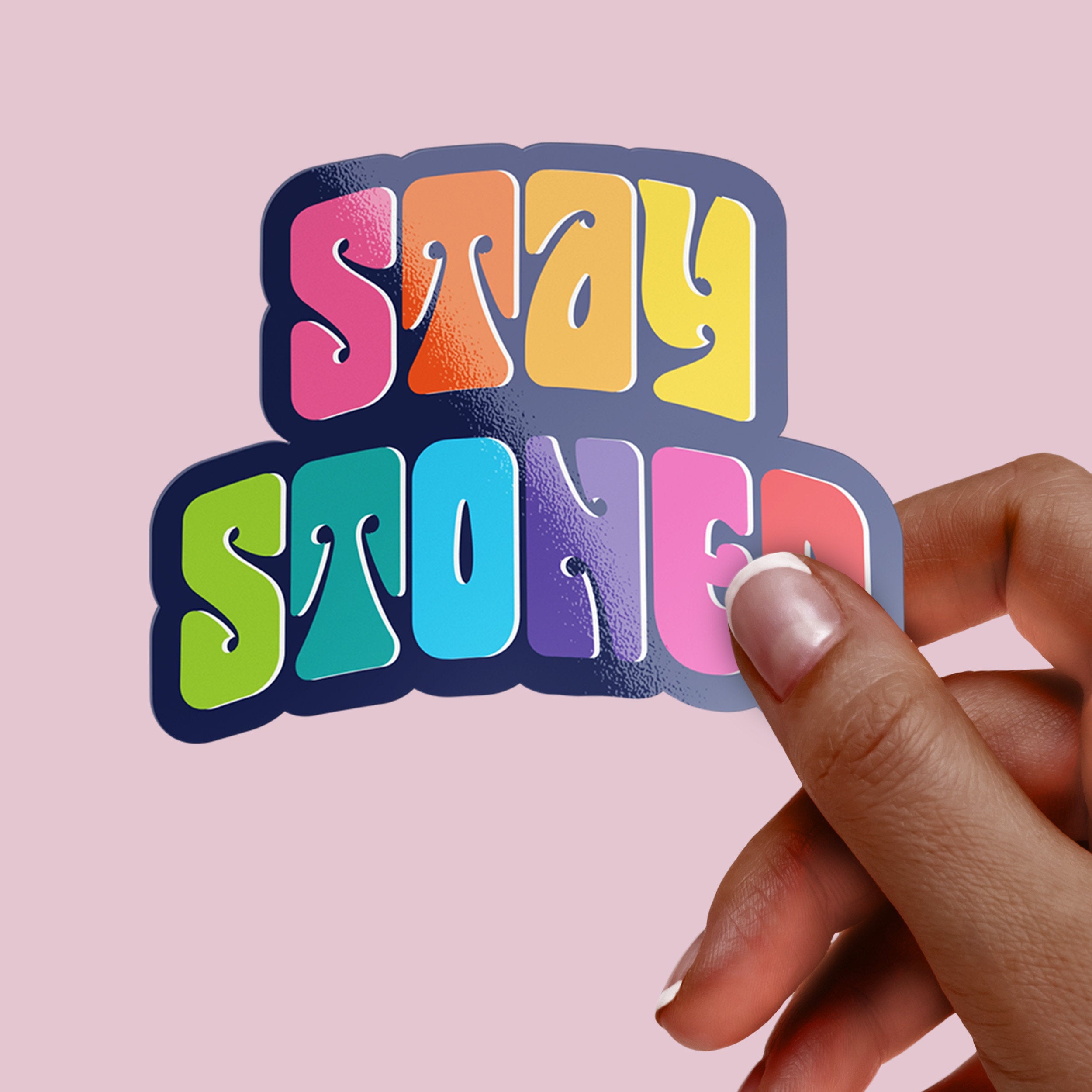 Rainbow "Stay Stoned" Premium Vinyl Sticker, 420 Stoner Stickers, Glossy Laptop Decal