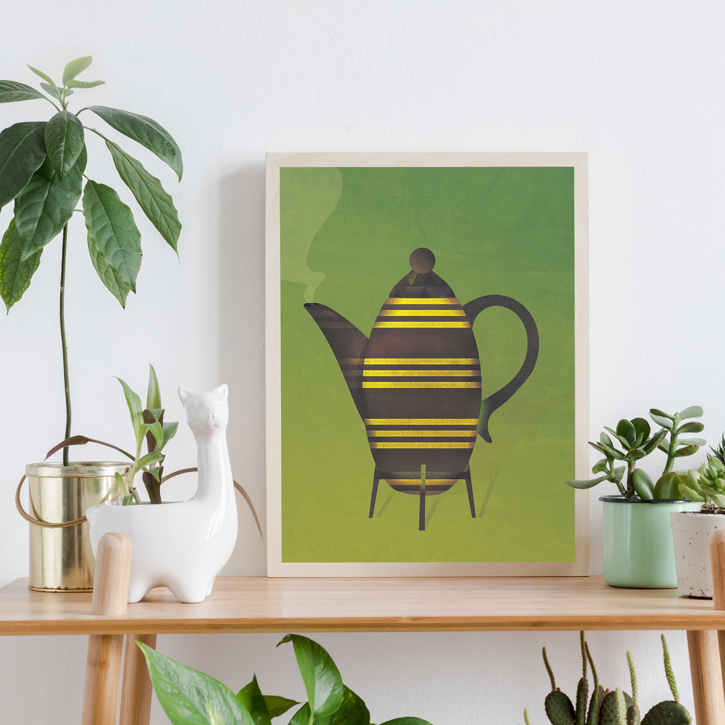 Teapot Pot Art Print - Green