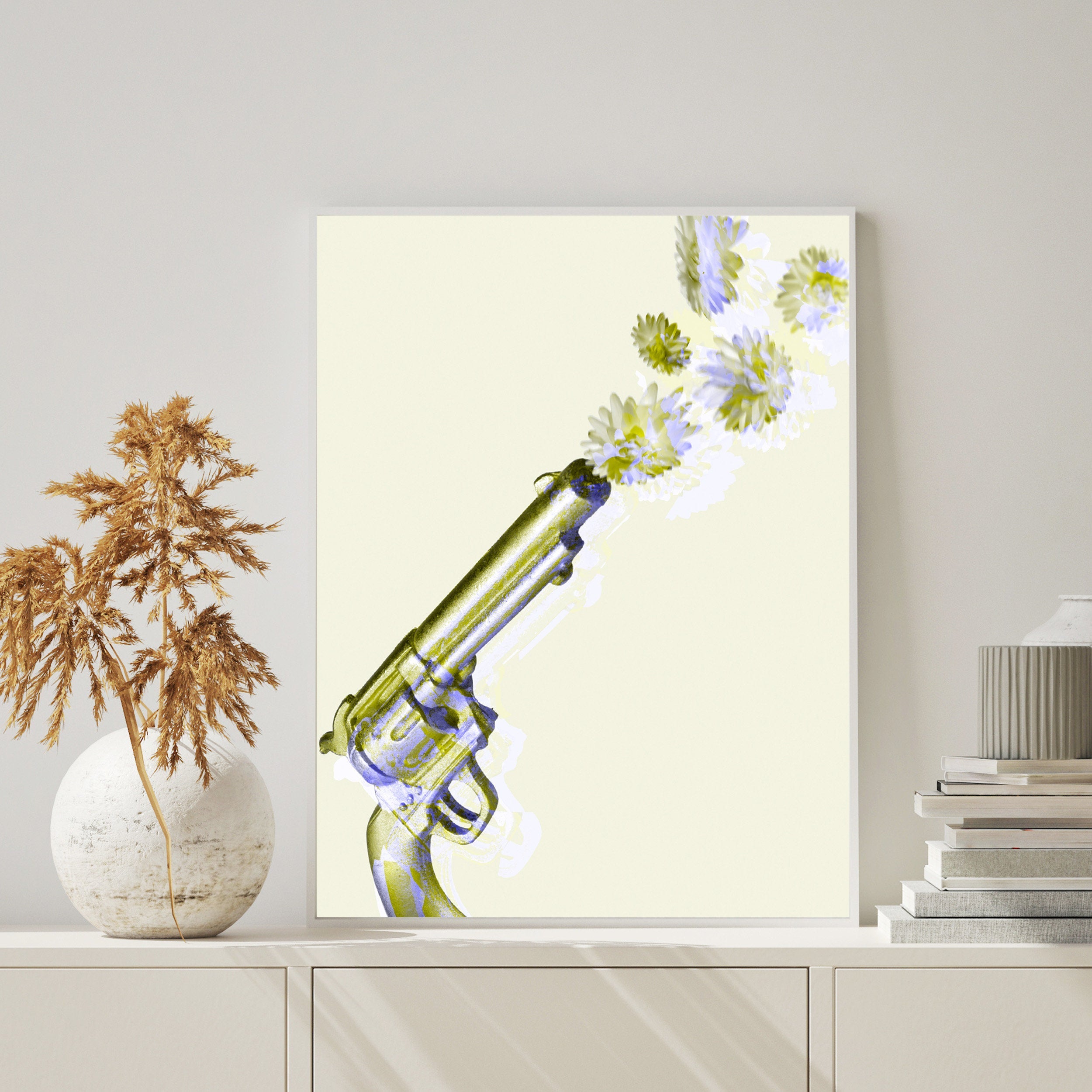 Shooting Daisies Art Print - Yellow