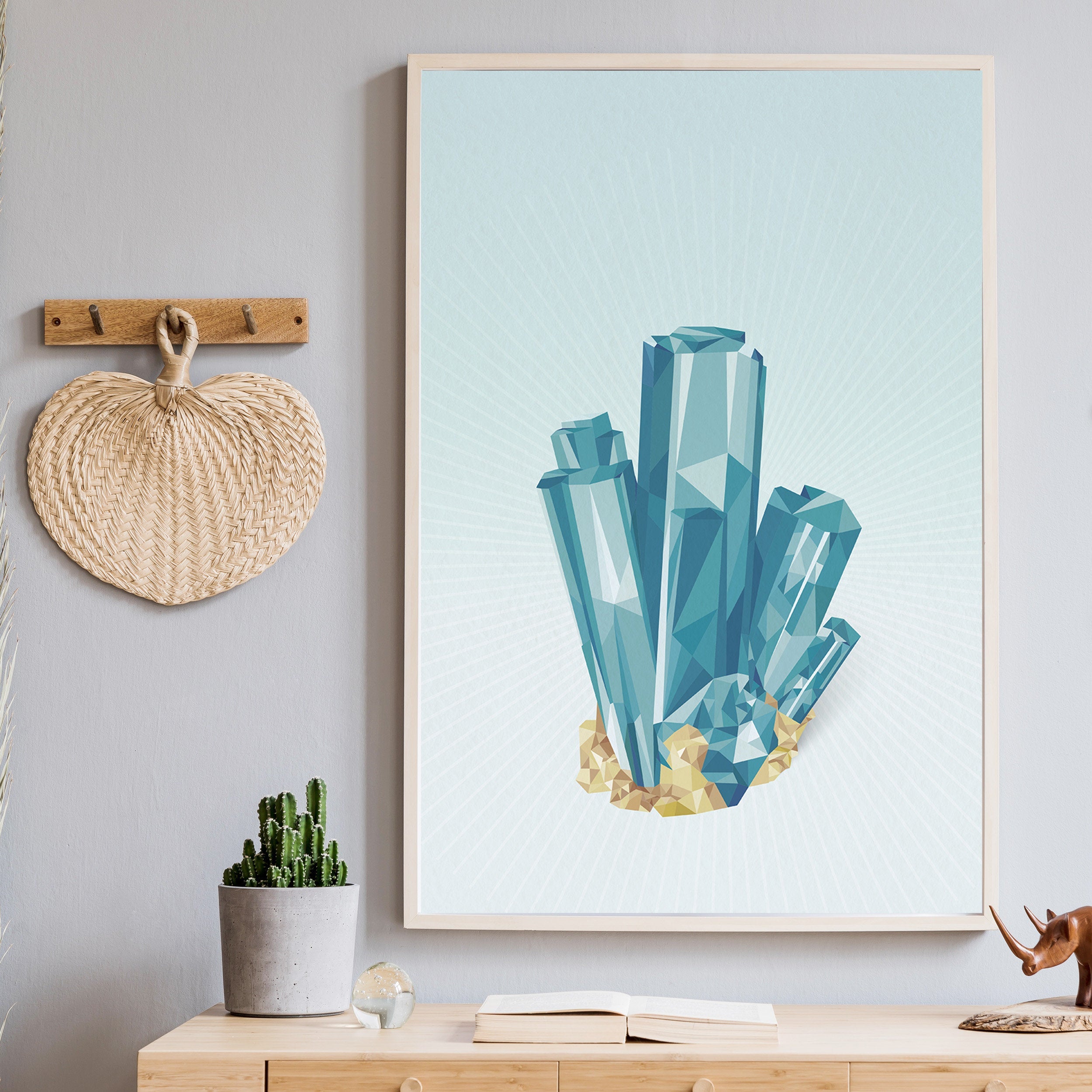 Blue Aquamarine Crystal Art Print
