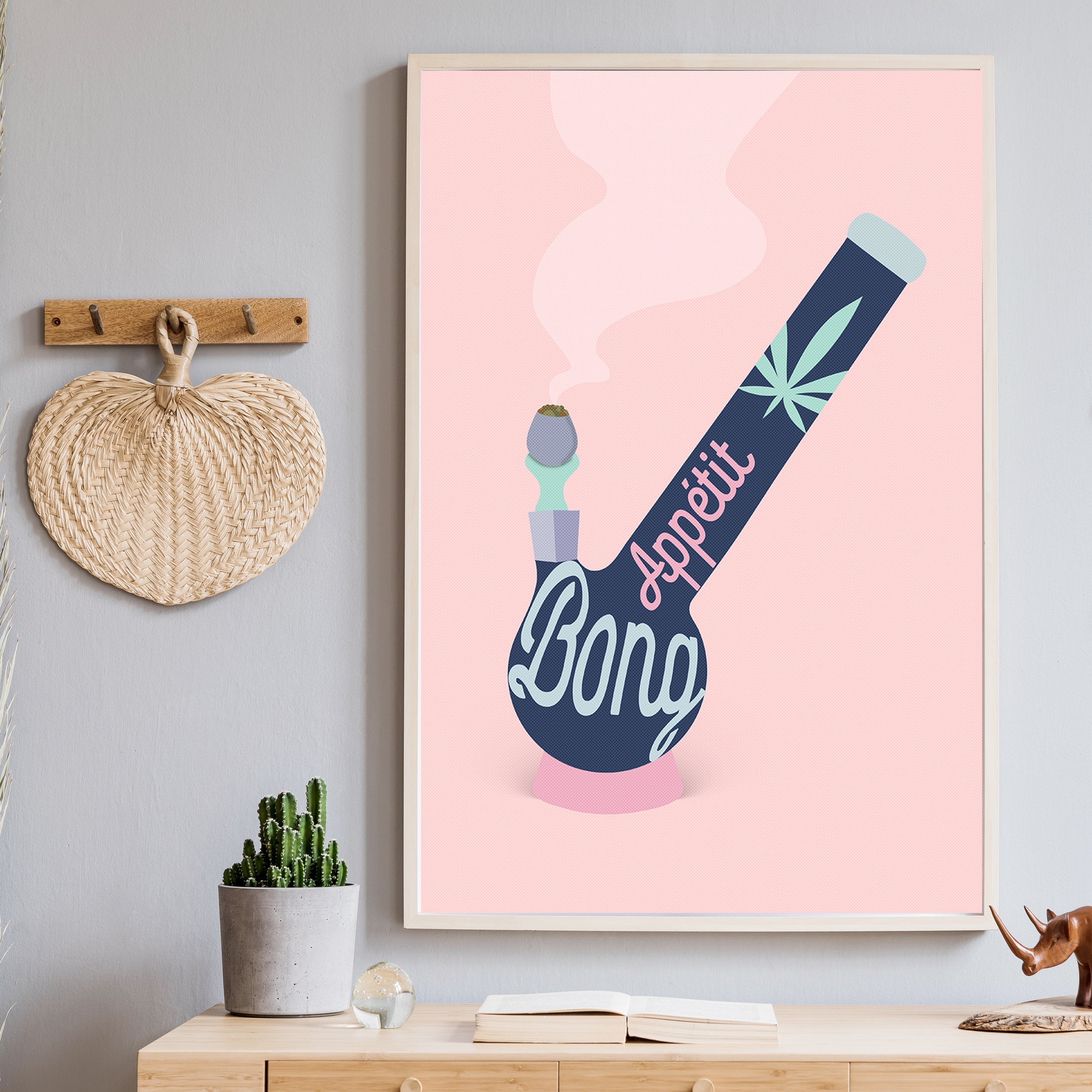 Bong Appétit Typography Giclee Art Print - Pink