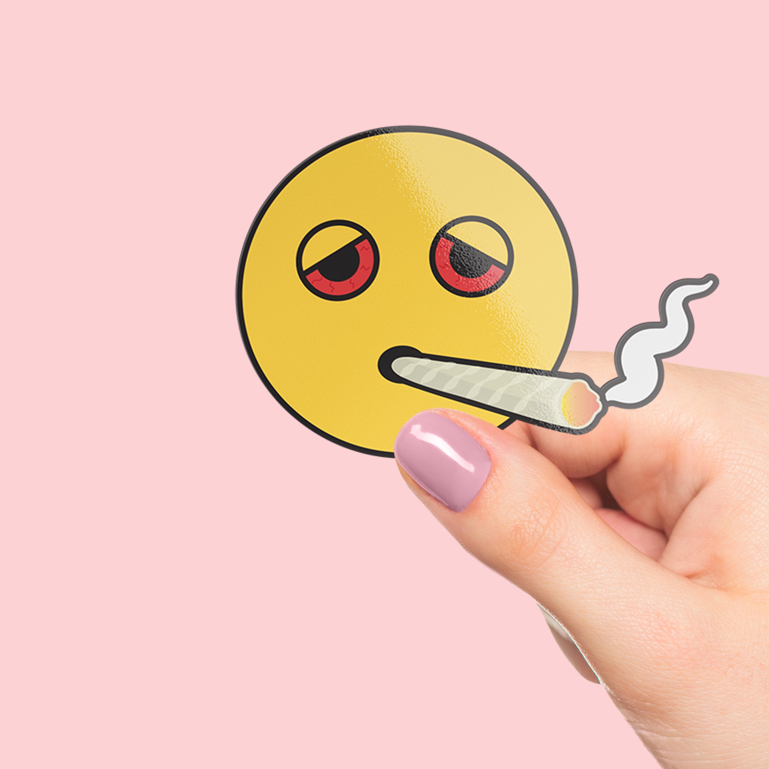 Smoking Joint Emoji Premium Vinyl Sticker, Weed Hydroflask Labels, Laptop Decal, Stoner Gifts