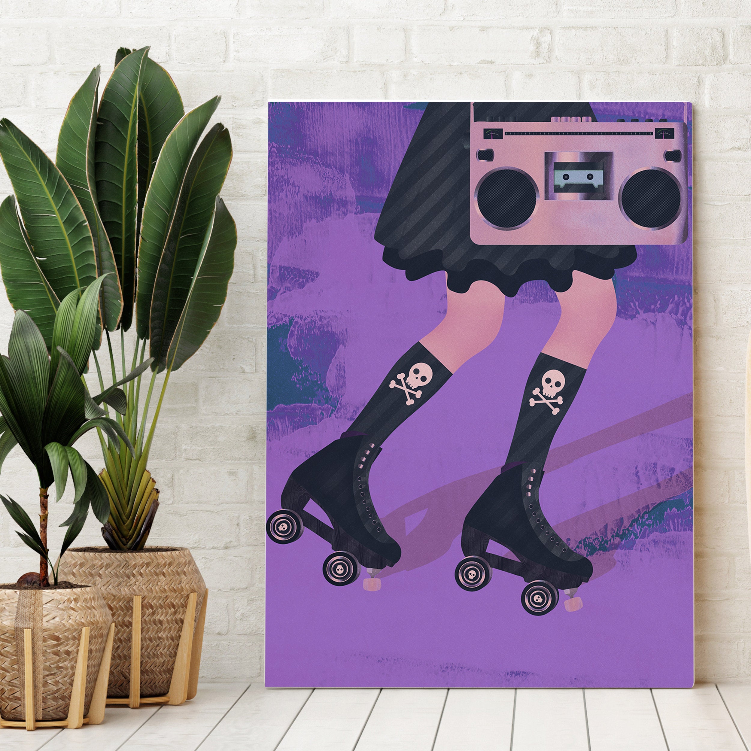 Goth Skater Art Print - Purple