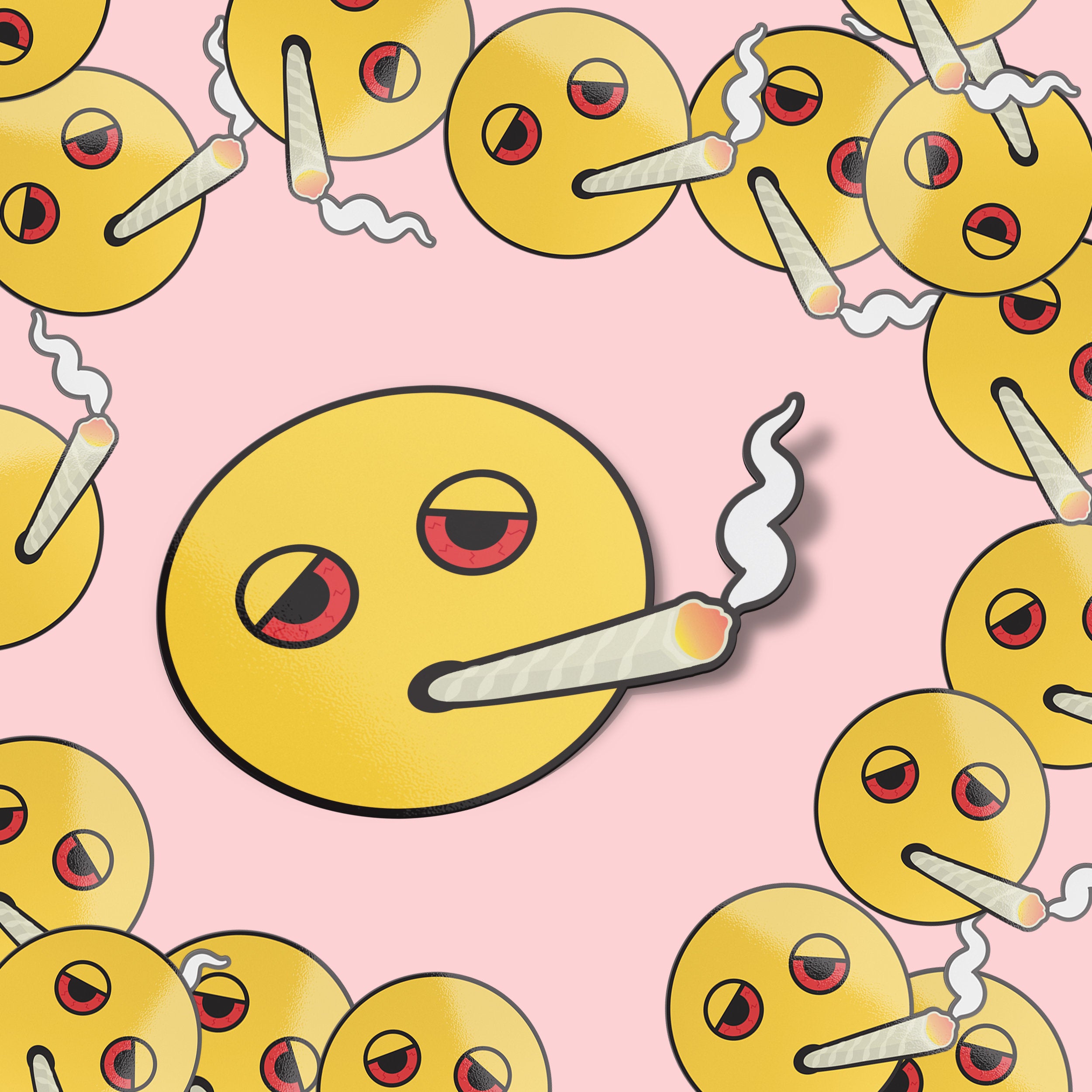 Smoking Joint Emoji Premium Vinyl Sticker, Weed Hydroflask Labels, Laptop Decal, Stoner Gifts