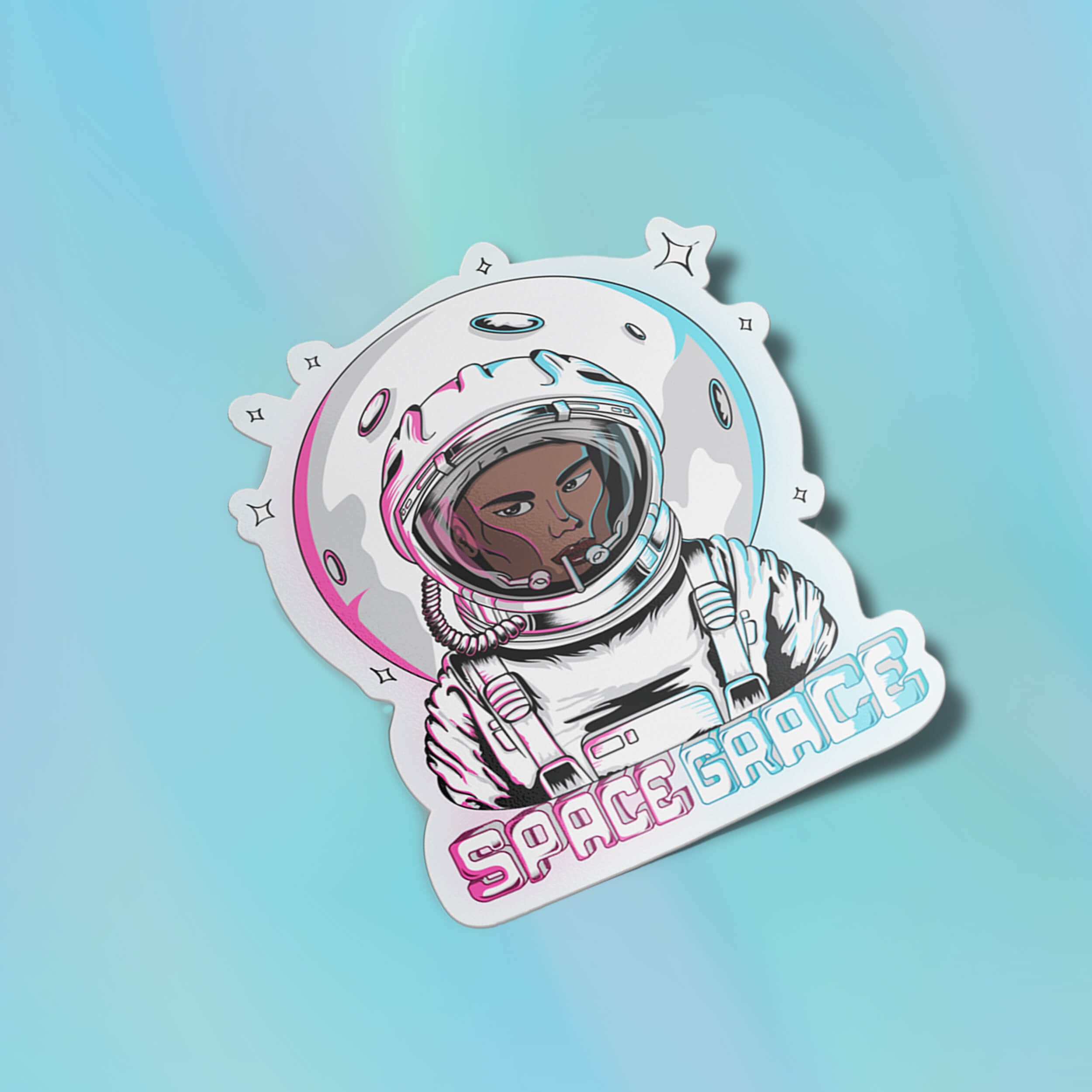 Space Grace Premium Vinyl Sticker,  Grace Jones Astronaut Laptop Decal, 1980s Style Sticker, Space Galaxy