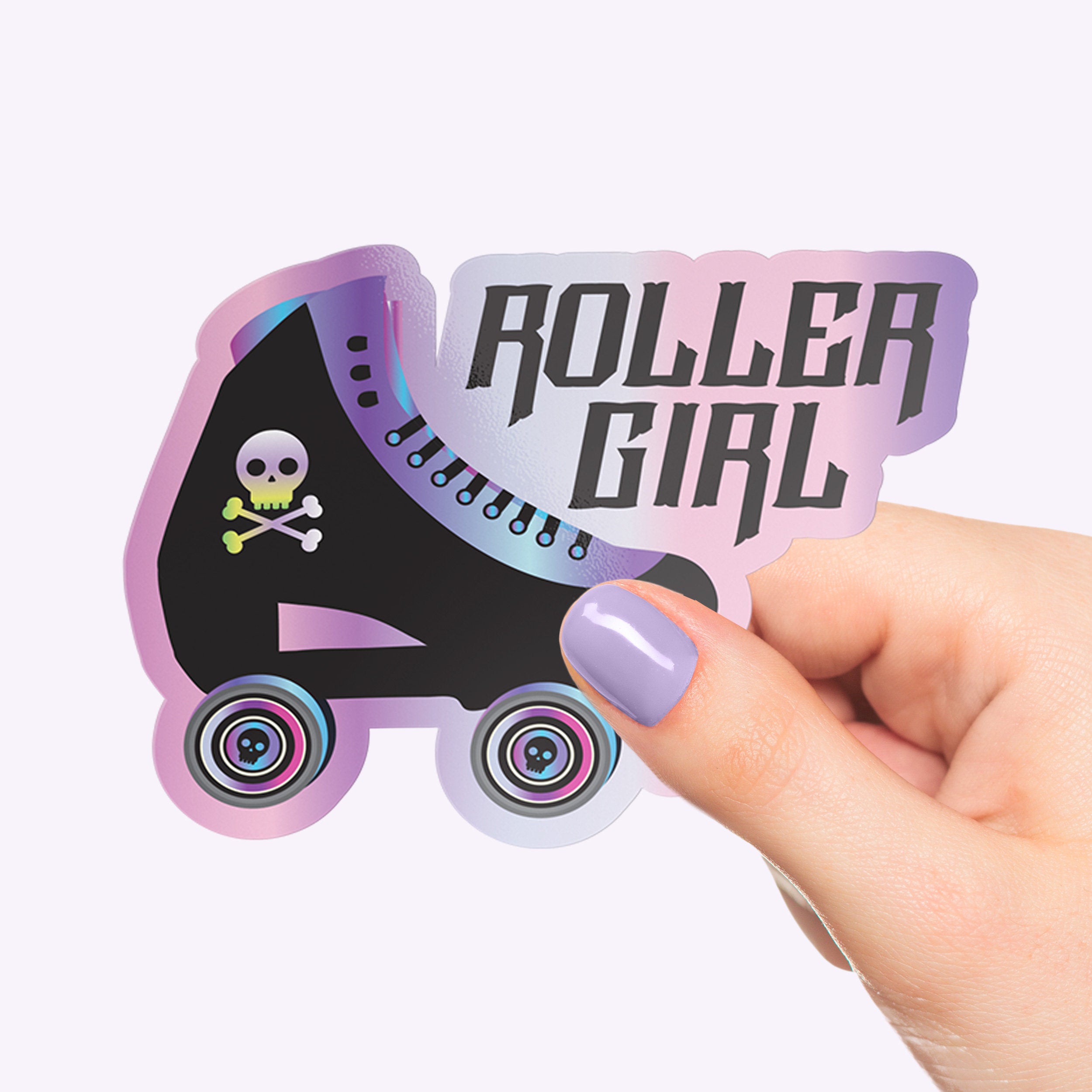 Skull Roller Skate Premium Vinyl Sticker, Roller Girl Hydroflask Sticker, Roller Skating Gifts, Roller Derby