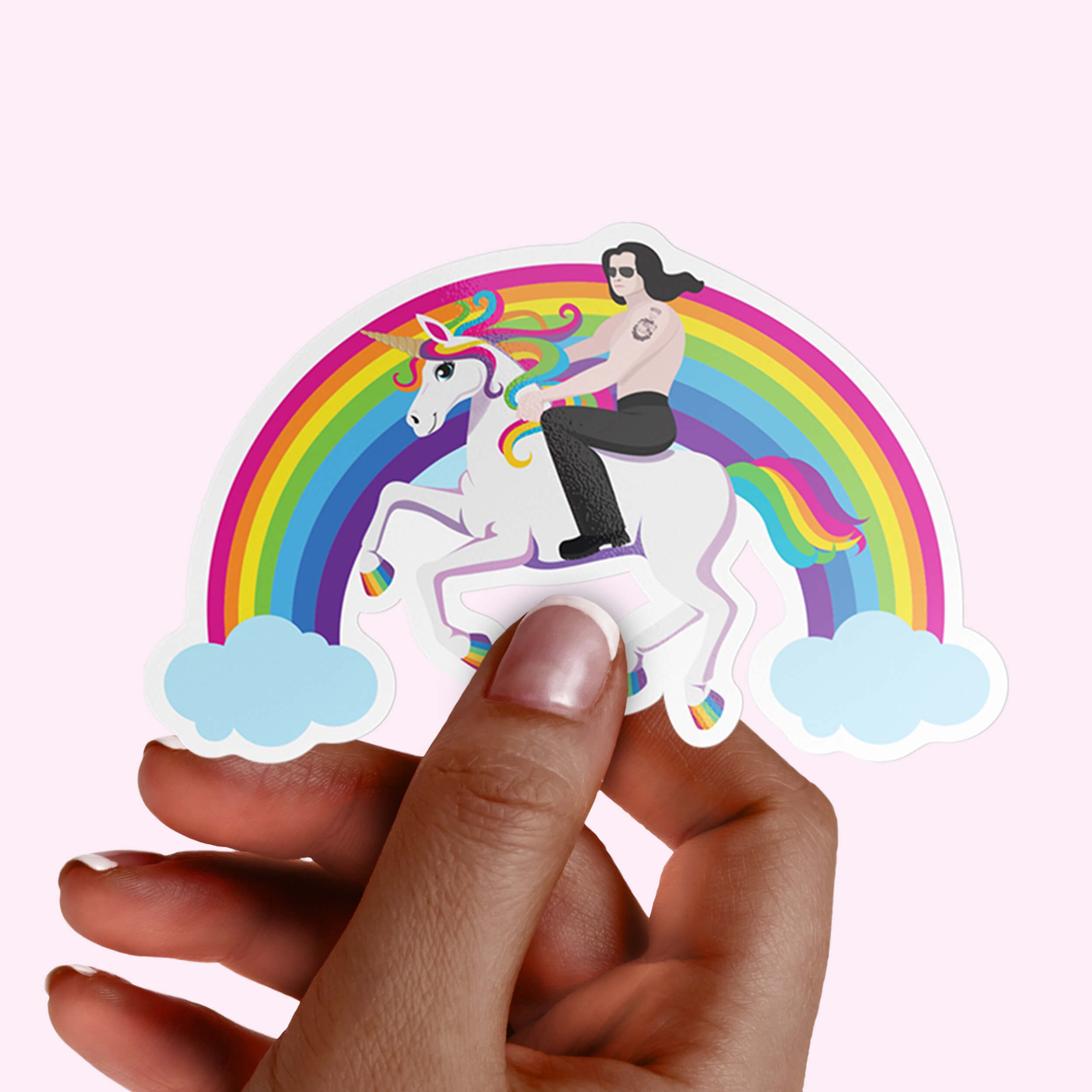 Glenn Danzig Unicorn Sticker, The Misfits Rainbow Hydroflask Sticker, Gifts for Punk Music, Horror Punk Laptop Decal