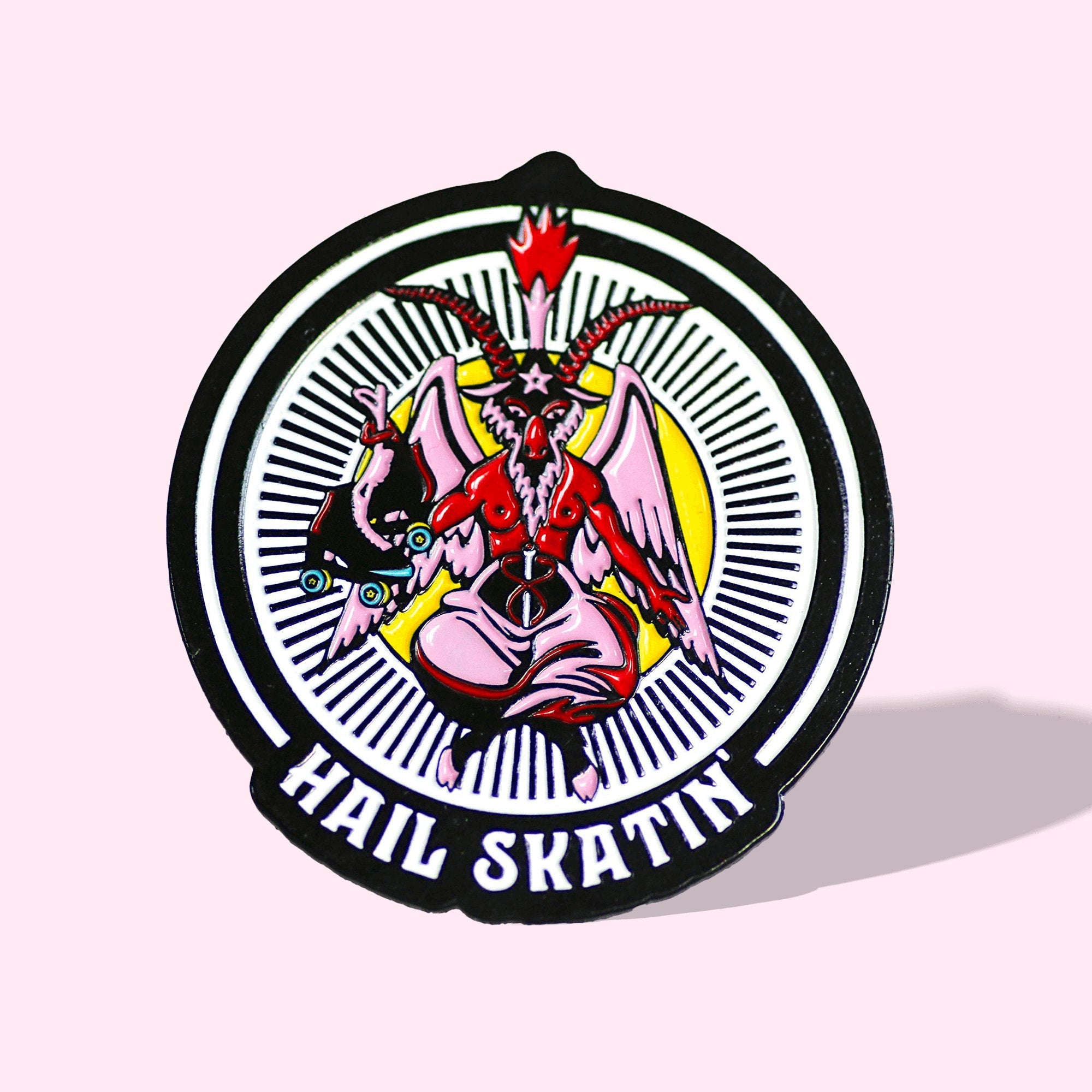 Baphomet Hail Skatin' Roller Skate Pin