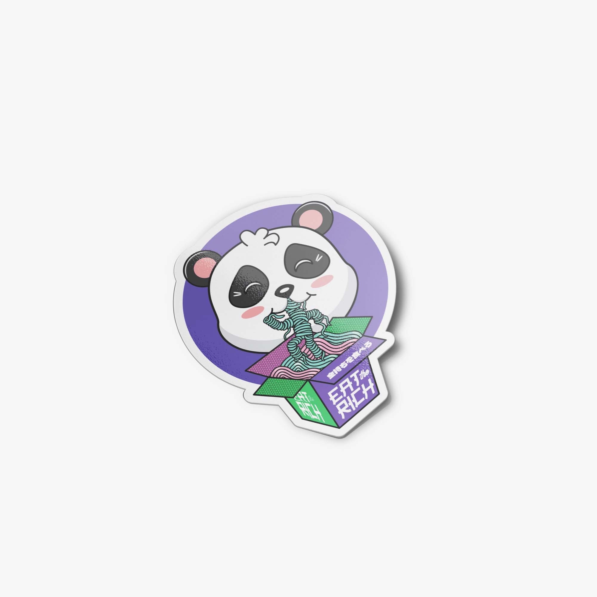 Eat the Rich Ramen Panda Sticker, Anti-Capitalism Holographic Kawaii Sticker, Japanese Style Cute Pastel Stickers, Stocking Stuffer