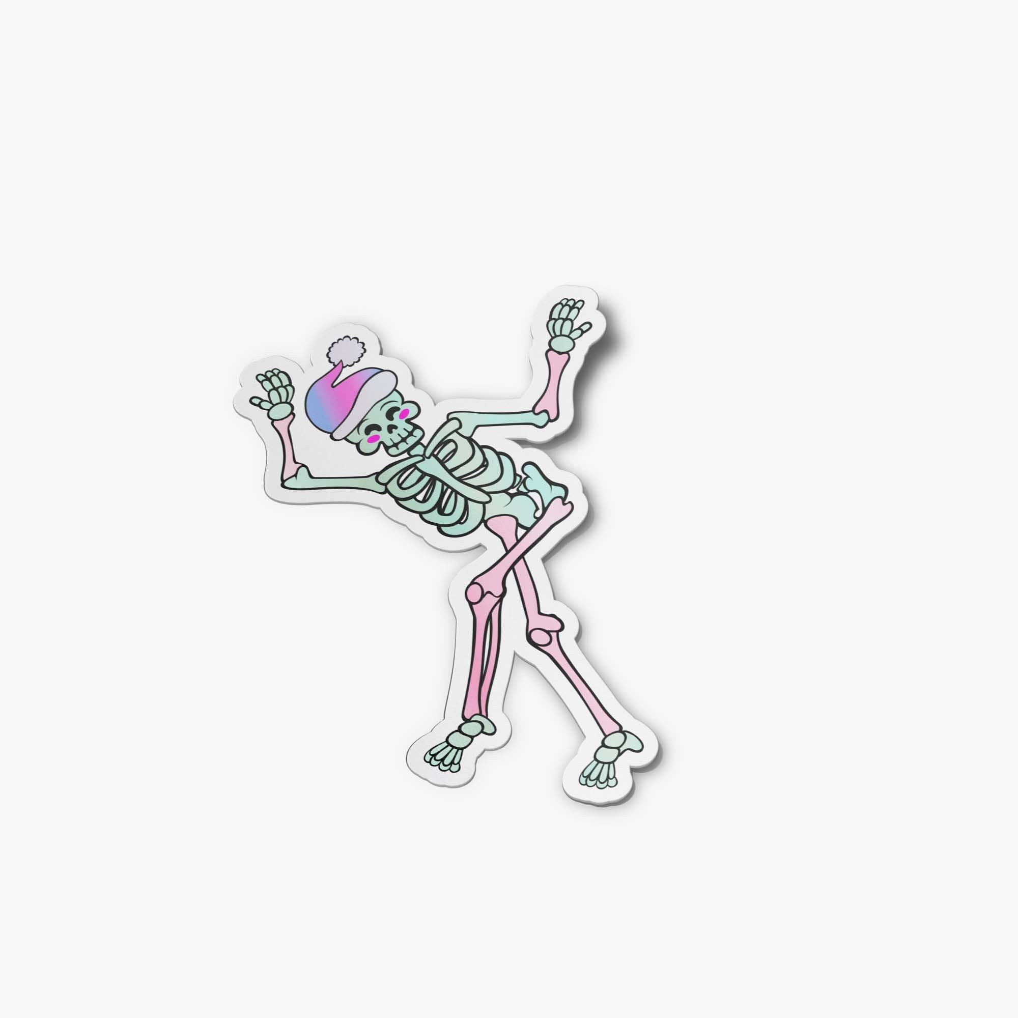 Pastel Skeleton Holiday Holographic Stickers, Pastel Goth Skull Sticker, Christmas Stickers, Punk Stocking Stuffers