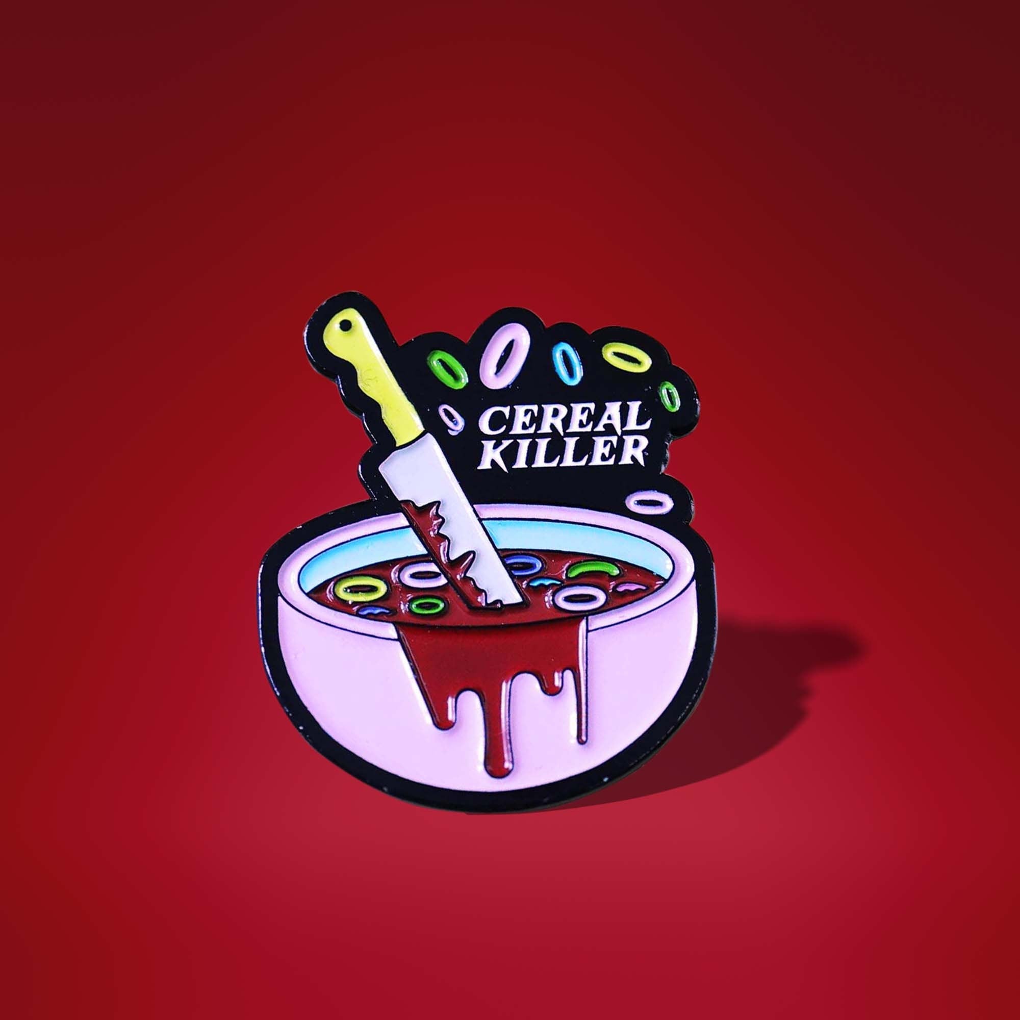 Cereal Killer Enamel Pin for Jackets, Serial Killer Lapel Pin for Bag, True Crime Jewelry, Creepy Cute Pins, Pastel Pins, Cereal Lover