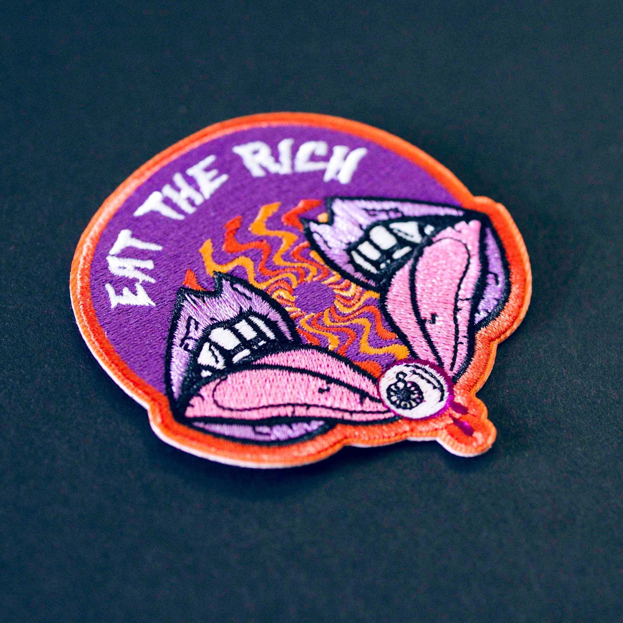 Eat the Rich Iron-On Patch, Political Punk Embroidered Patches, Anti-Capitalism, Vampire Patch, Socialism Gifts