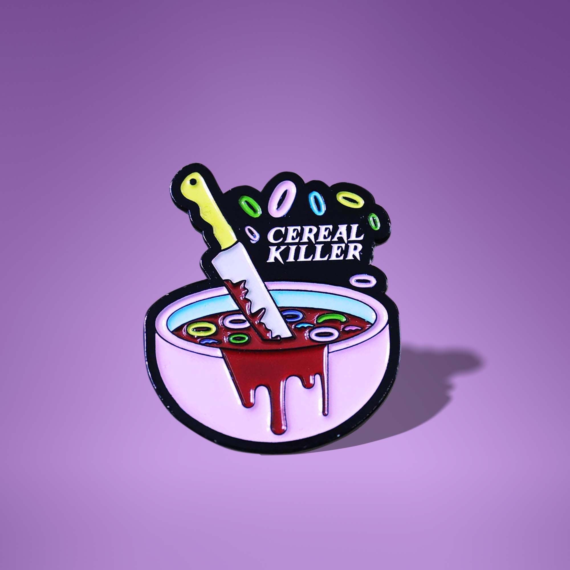 Cereal Killer Enamel Pin for Jackets, Serial Killer Lapel Pin for Bag, True Crime Jewelry, Creepy Cute Pins, Pastel Pins, Cereal Lover