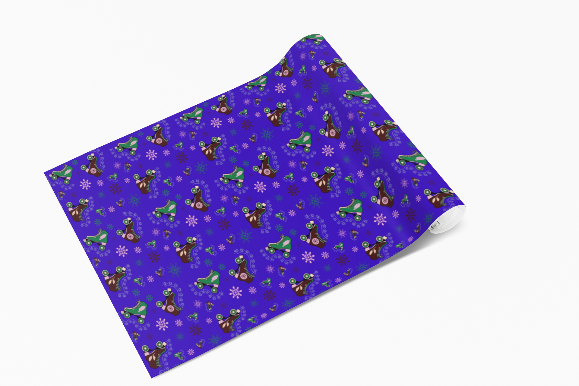 Blue Roller Skate Christmas Wrapping Paper